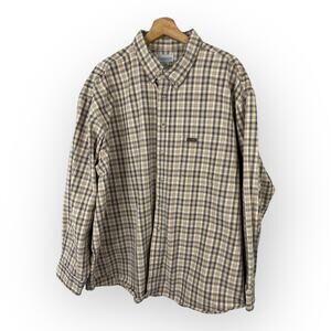 Carhartt Mens size 3XL Plaid Sheeting Long Sleeve Shirt Relaxed Fit Tan s94 khi